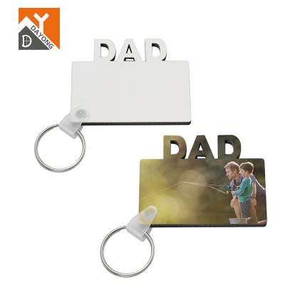 China Popular Diy New Sublimation Mute Key Chain DAYONG Fashion Double Side Printing Wooden Key Chain With DAD MOM Letters Sublimation Blank MDF Keychains for sale