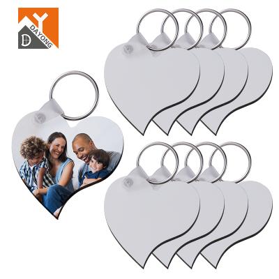 China Popular Diy Sublimation Mute Key Chain Promotion Printed MDF Wooden Double Sided Heart Sublimation Blank Key Chain Key Chain for sale