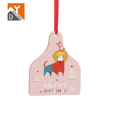 China Cute MDF Ornaments DAYONG Christmas MDF Christmas Ornaments Xmas Decoration Tree Cowtag Sublimation Christmas Ornaments for sale