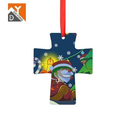 China Cute MDF Christmas Ornaments DAYONG Christmas Tree Ornament MDF Cross Sublimation Christmas Ornaments Christmas Decorations for sale