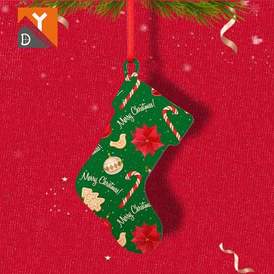 China MDF Christmas Ornaments DAYONG Sublimation Blanks Decoration Ornament MDF Stocking Form Christmas Ornaments for sale