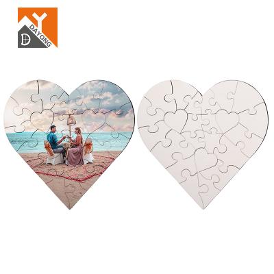 China Popular MDF Sublimation Heat Transfer Puzzle 23pcs New Arrival Valentines Day Gift MDF Heart Empty Puzzles for sale