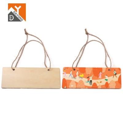 China Decorative Blank MDF Single Sided Wood Panel Decoration Sublimation Hanging Door Signs Custom Wood Plaque for sale