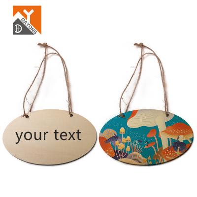 China Decorative Empty Wooden Single Sided Panel Decoration MDF Sublimation Door Hanging Signs for sale