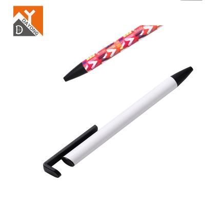 China Eco-friendly Metal Brand Ballpoint Pen Phone Holder And Tip Desktop Sublimation Pen Blank With Shrink Wrap for sale