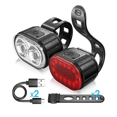 China Front And Rear Rechargeable Waterproof Led Bicycle Bike Light Warning Tail Light USB Front And Rear Handlebar Bicycle Light for sale