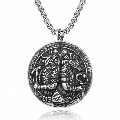 China Vintage MECYLIFE Egyptian Medallion Anubis Necklace Pendant Stainless Steel Hiphop Necklace Jewelry for sale