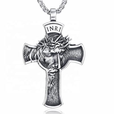 China MECYLIFE Vintage Hiphop Pendant Necklace Stainless Steel Jesus Cross Necklace for sale