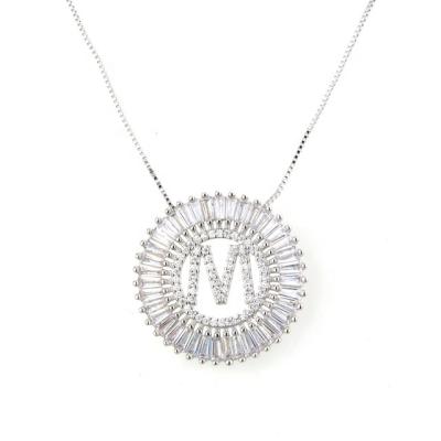 China MECYLIFE Trendy Tasty Gemstone Women Alphabet Letter Necklace 26 Silver Plated Initial Necklace Pendant for sale