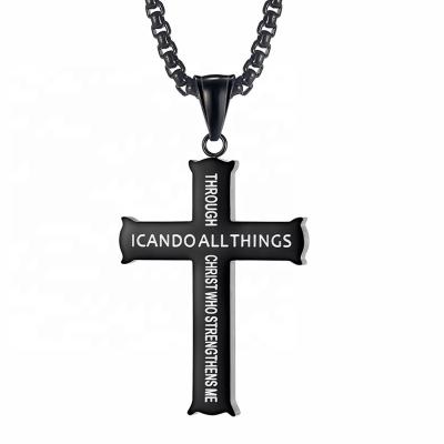 China MECYLIFE Hiphop Necklace Philippian Pendant Verse Engraved Men's Christian Cross Pendant Necklace for sale