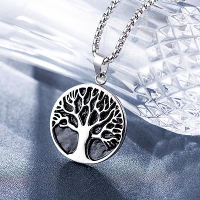 China Vintage MECYLIFE Vintage Stainless Steel Tree Of Life Coin Necklace for sale