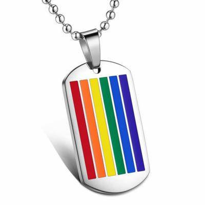 China MECYLIFE TRENDY Stainless Steel Rainbow Color Enamel Gaypride Necklace Jewelry Mens Lgbt Jewelry for sale