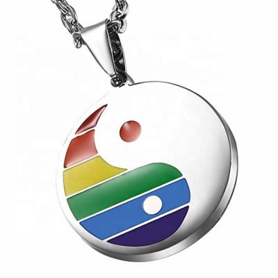 China MECYLIFE LGBT Fengshui Taiji Yin Yang Necklace Pendant LGBT Medallion Necklace for sale