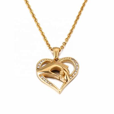 China From MECYLIFE Zirconia Trendy Au Pair Mother Child Heart Necklace Stainless Steel Mothers Day Gifts for sale