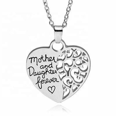 China Daughter Half Cavity Heart Necklace MECYLIFE Stainless Steel Jewelry Family Gift Necklace Mothers Day Gifts Necklace for sale