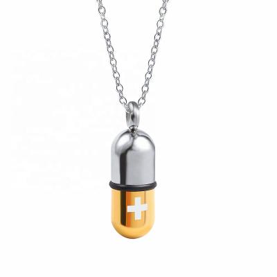 China Fashionable MECYLIFE Personalized Cross Engraved Memorial Pendant Unisex Urn Capsule Pendant Necklace for sale