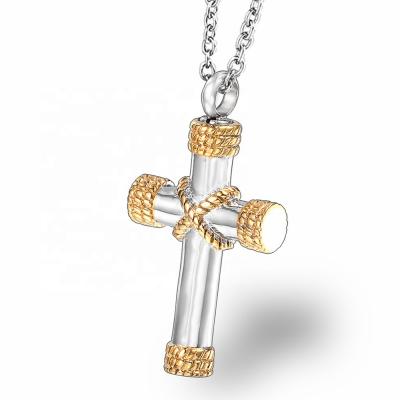 China MECYLIFE Urn Pendant Personalized Stainless Steel Rope Cross Pendant Necklace Memorial Cremation Urn Pendant for sale