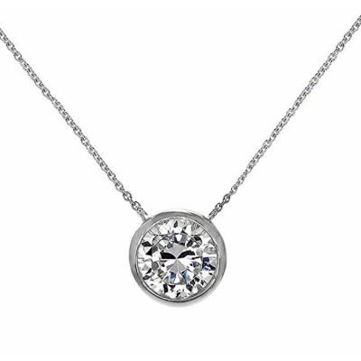 China Pendant Necklace MECYLIFE Stainless Steel Bezel Set Crystal Necklace Cubic Zircon Pendant for sale