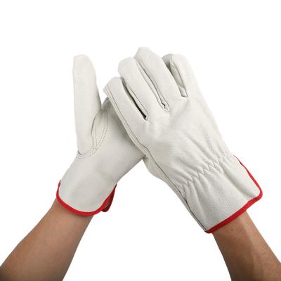 China Good quality class ab pigskin fashion white flexible thumb durable and comfortable whole leather driver good quality work safety gloves for sale