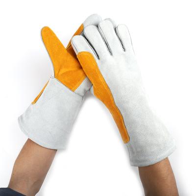 China HOT Sales Heat Resistant Weld Grade AB Cow Split Palm Para Leather Extra Aramid Knitted Work Safety Red Leather Gloves for sale