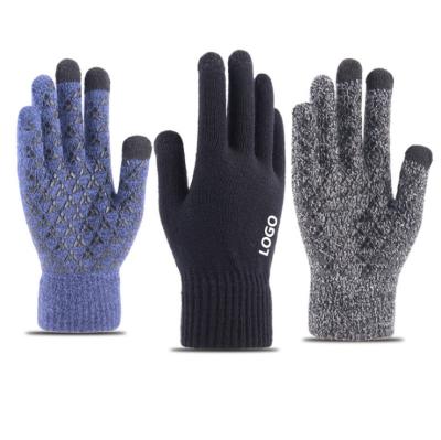 China Soft Winter Adult Custom Knit Gloves Acrylic Touch Screen With Phone Gloves for sale