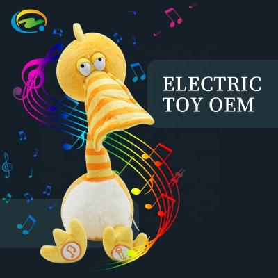 China Excellent Voice Fun Singing Animal Dance Toys Yellow Ostrich Music Electric Educational Customization Electronic Plush Toys for sale