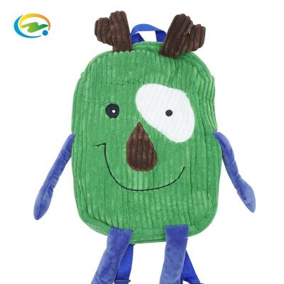 China Customize Sealife Toys Character Plush Stuffed Animals Monster School Bag Very Soft Green Plush Soft Backpack Storage Bag Kids for sale