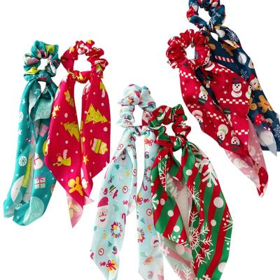 China Hot Selling Christmas Hair Scrunchies Fashion Scrunchies Soft Comfortable Hair Scrunchies With Scarf for sale