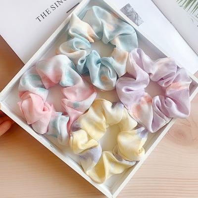 China Fashionable Hair Decoration Design New Tie-Dye 4 Colors Elastic Hair Scrunchies Hair Scrunchies For Girls for sale