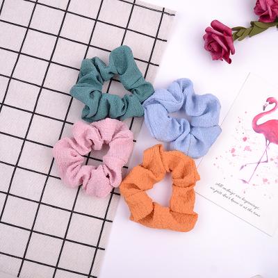 China Simple Vintage Fabric Scrunchies Pure French Color Scrunchies Custom Headband For Girls for sale