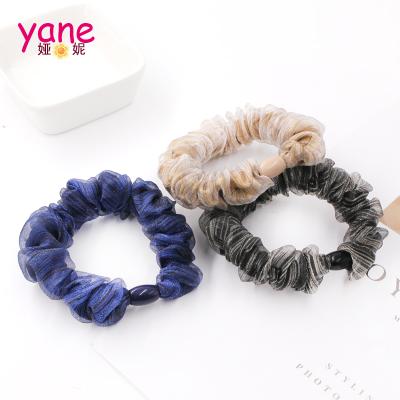 China Newest Good Quality Thin Shiny Organza Hair Decoration Elastic Hair Scrunchies Hair Scrunchies For Girls Women for sale