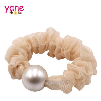 China Fashionable Scrunchies ODM/OEM Pearl Style Accessories Organza Hair Scrunchies For Girls for sale