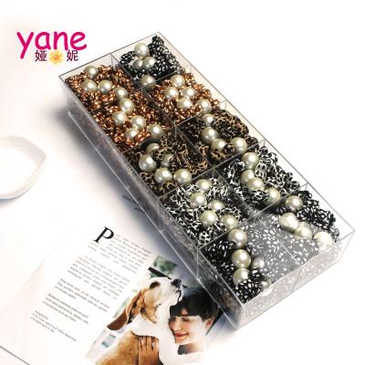 China Fashionable Hair Link Box Sale 5 Color Leopard Whole Scrunchies With Pearl Hair Link Bracelet For Ladies for sale