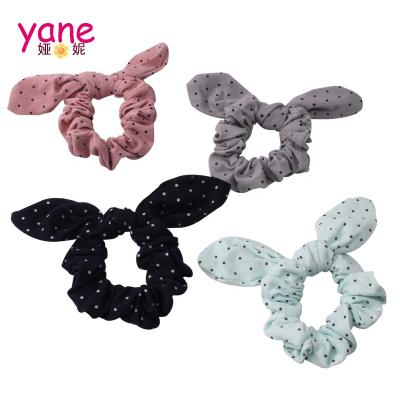 China New Arrival Cute Bunny Ears Ponytail Hair Accessories with Dot Pattern Bow Scrunchies for Girls for sale