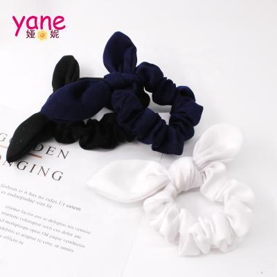 China European and American style Bunny Ear Cotton Fabric Ponytail Scrunchy with winter style hair bow scrunchies for sale