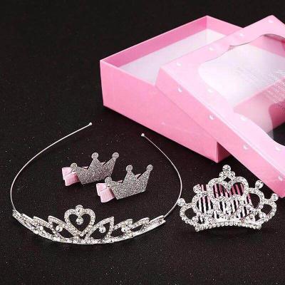 China Women Cut Birthday Gift Box Set Princess Rhinestone Crown Headband For Girls for sale