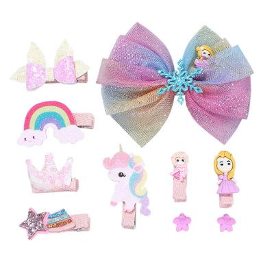 China Women Cut Hair Accessories 10 Pcs Set Cartoon Bow Princess Hairpin With Box for sale