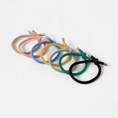 China Pretty Elastic Hair Band Hair Band Pure Color Tail Elastic Hair Band With Metal for sale