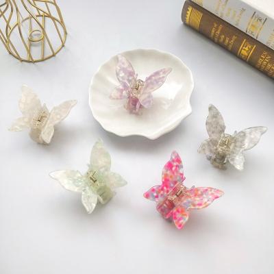 China Korean Hair Claw Pure Color Marble Pattern Butterfly Hair Claw Cuts Cellulose Acetate for sale