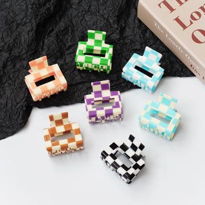 China Korean hair claw geometric hollow hair claw acetate checkerboard hair claw for sale