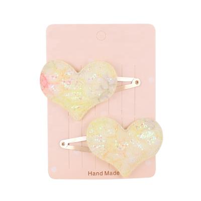 China Japan and Korean style children's hair accessories sparkle heart BB hair clip set of 2 pieces for sale