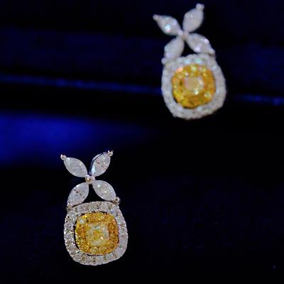 China New Arrival Fashion Cute Jewelry 18K Real Gold Yellow Diamond Stud Earrings For Women 2023 for sale