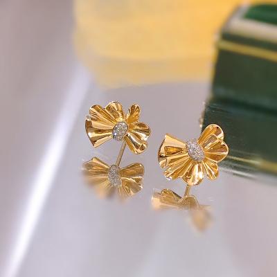 China Best Selling TRENDY Classics Designs Jewelry 18k Gold Real Fine Diamonds Stud Earrings For Women 2023 for sale