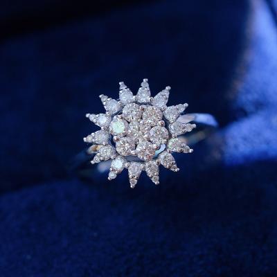 China CLASSIQUE 2023 Hot Selling Designs Jewelry 18k Solid Gold Sunflower Baguettes Classic Diamond Rings For Women for sale