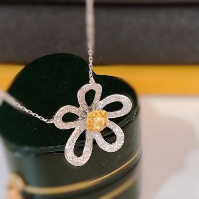 China TRENDY 2023 Jewelry 18k Gold Tasty Jewelry Fine Jewelry Real Diamonds Flower Pendant Necklace For Women for sale