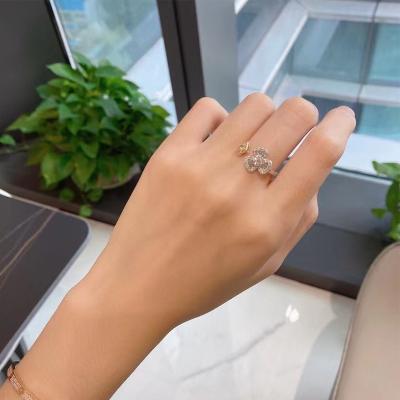 China New Arrival Fashion Jewelry 18k White Gold Diamond Clover Custom Rings Fine TRENDY Real Jewelry For Women 2023 for sale