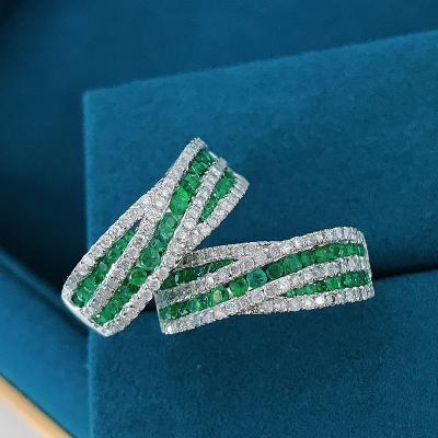 China TRENDY Top Natural Diamond Real Diamond Jewelry Fashion Quality Green Cross Ring For Women for sale