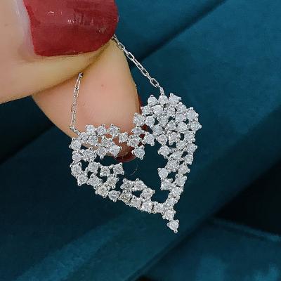 China New Arrivals 18k Solid Gold Chopsticks Heart High Quality Fine Diamond Necklace FASHIONABLE Jewelry For Women for sale