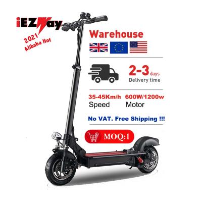 China 2021 Unisex Hot Drop Shipping EU USA UK Warehouse 10inch 1200W Folding IP65 Waterproof Two Wheel Adult Electric Scooter for sale