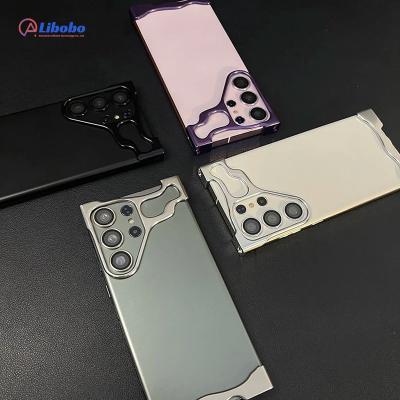 China Shockproof Irregular Aluminum Alloy Bumper Phone Cover For Samsung Galaxy S24 S23 Ultra S24 Plus Camera Lens Film Protection Metal Cover for sale